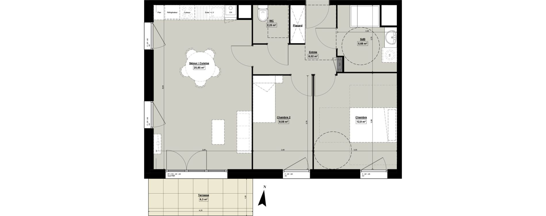 Appartement T3 de 62,63 m2 &agrave; Douai Casernes caux - corbineau