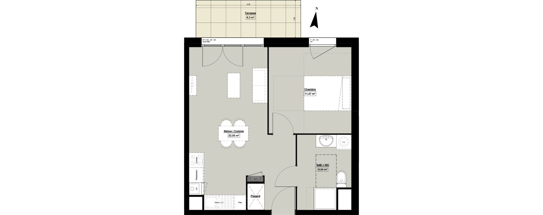 Appartement T2 de 40,74 m2 &agrave; Douai Casernes caux - corbineau