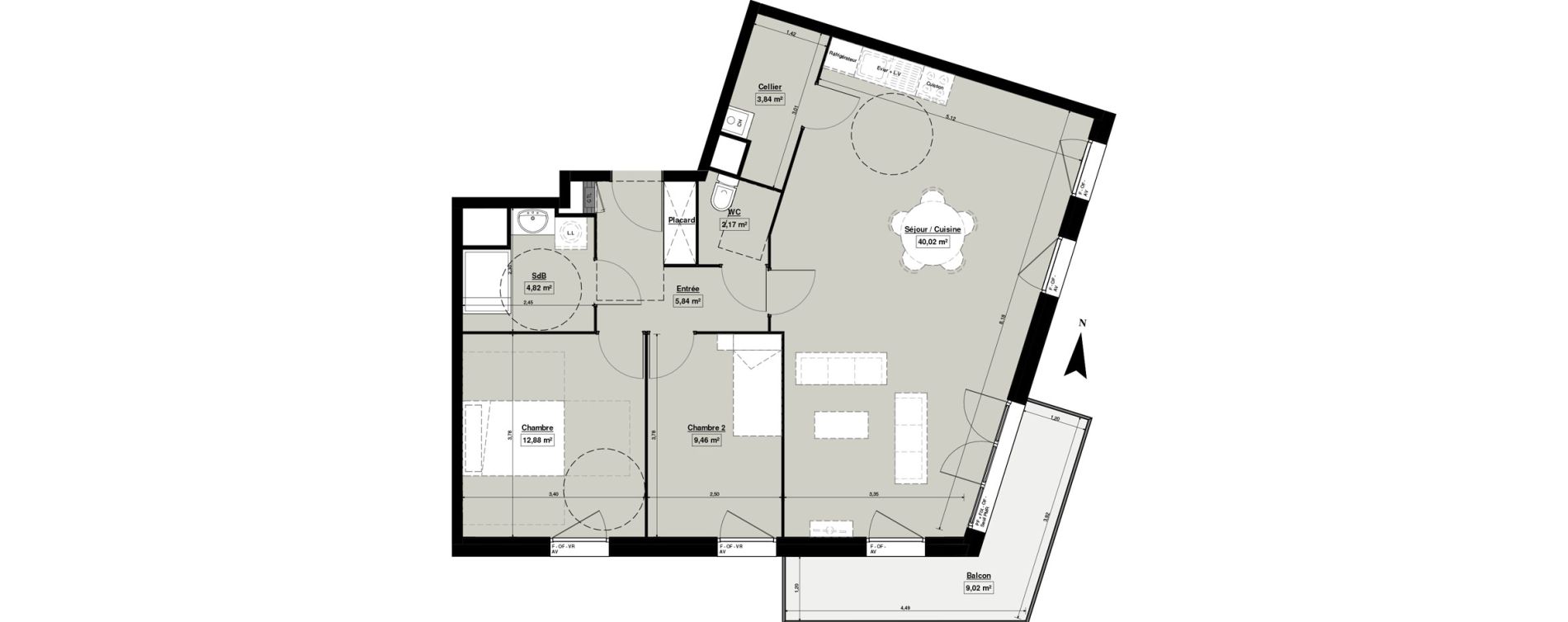 Appartement T3 de 79,88 m2 &agrave; Douai Casernes caux - corbineau