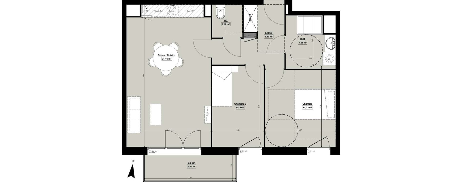 Appartement T3 de 60,73 m2 &agrave; Douai Casernes caux - corbineau