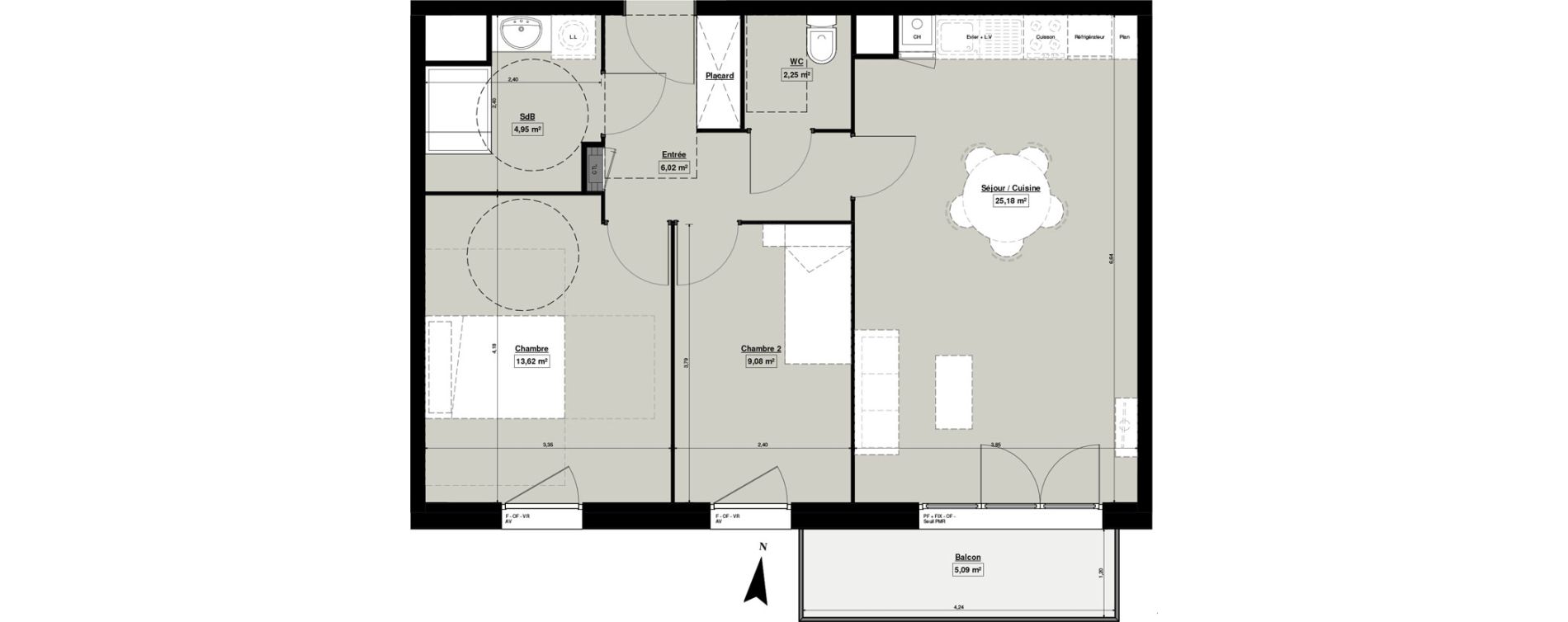 Appartement T3 de 61,92 m2 &agrave; Douai Casernes caux - corbineau