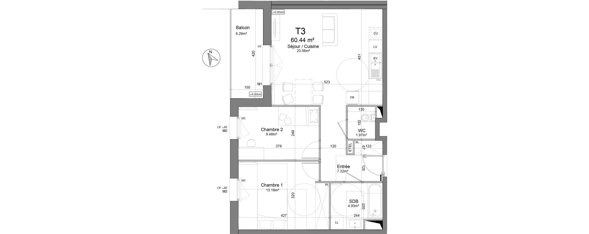 Appartement T3 de 60,44 m2 &agrave; Douai Scarpe et derivation