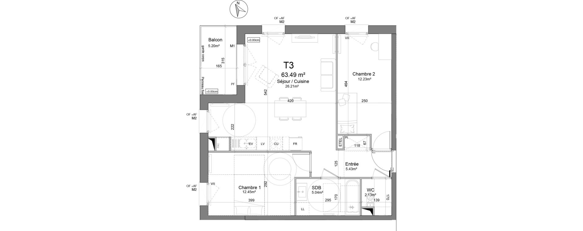 Appartement T3 de 63,49 m2 &agrave; Douai Scarpe et derivation