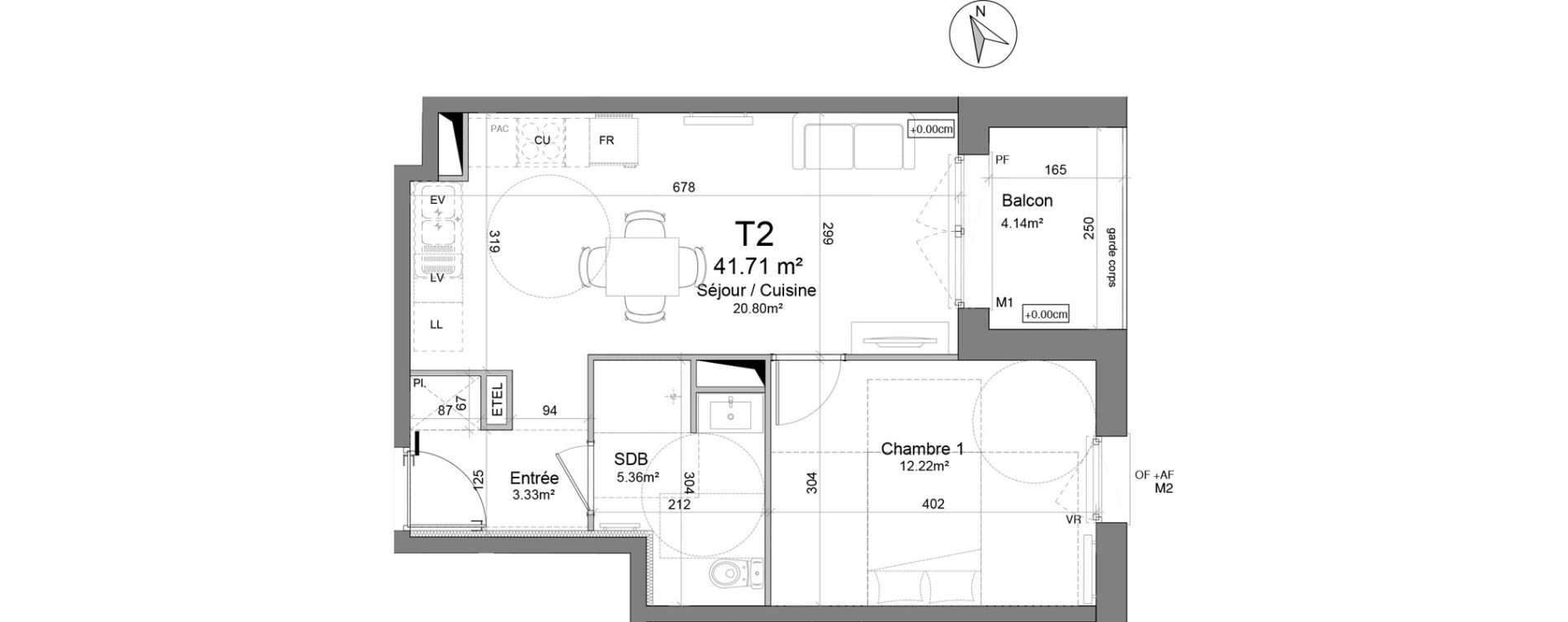Appartement T2 de 41,71 m2 &agrave; Douai Scarpe et derivation