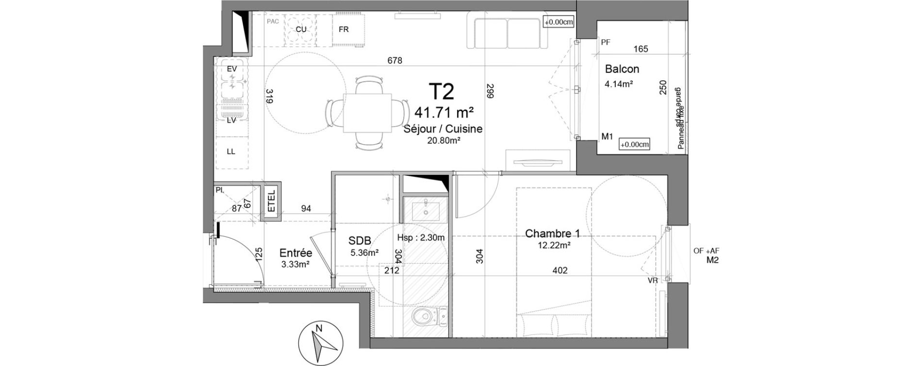 Appartement T2 de 41,71 m2 &agrave; Douai Scarpe et derivation