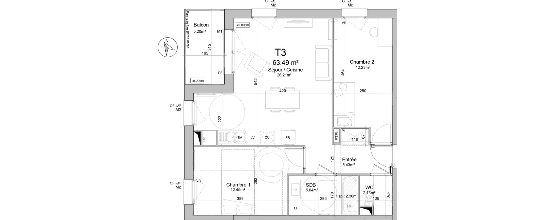Appartement T3 de 63,49 m2 &agrave; Douai Scarpe et derivation