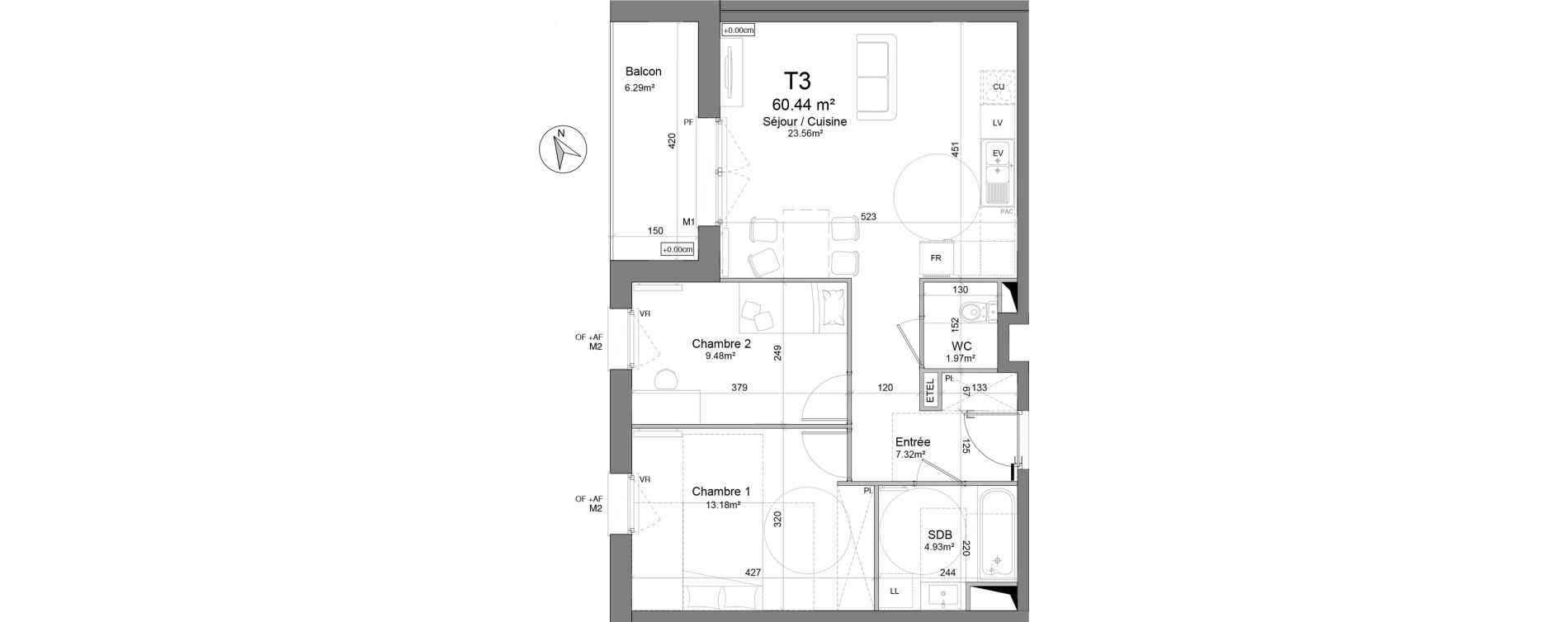 Appartement T3 de 60,44 m2 &agrave; Douai Scarpe et derivation