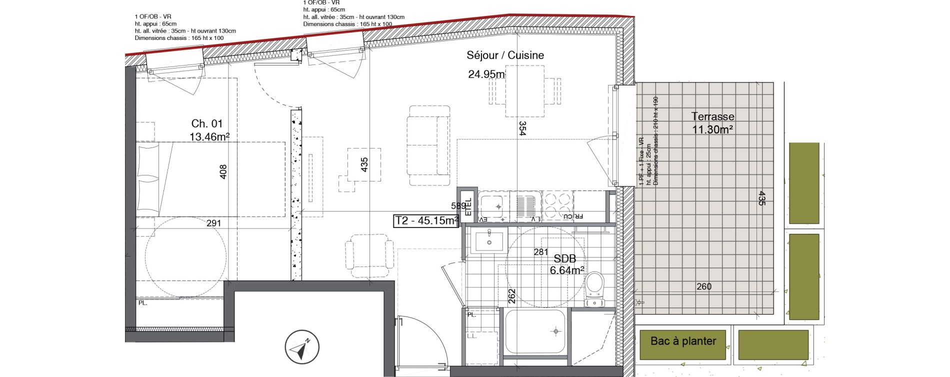 Appartement T2 de 45,05 m2 &agrave; Douai Gare