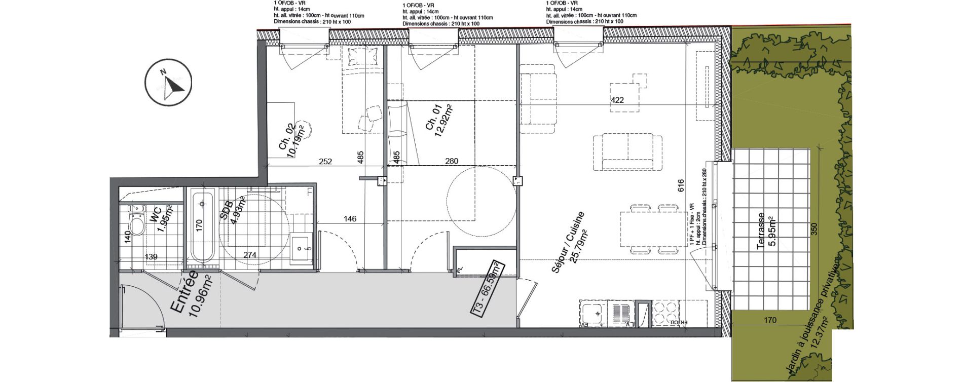 Appartement T3 de 66,59 m2 &agrave; Douai Gare