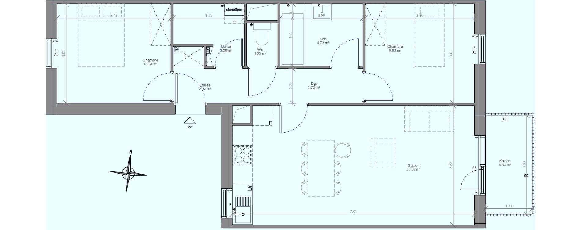 Appartement T3 de 62,21 m2 &agrave; Dunkerque Centre