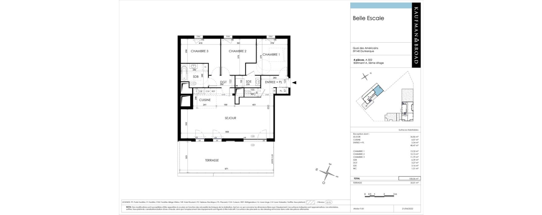 Appartement T4 de 100,01 m2 &agrave; Dunkerque Citadelle - victoire - grand large