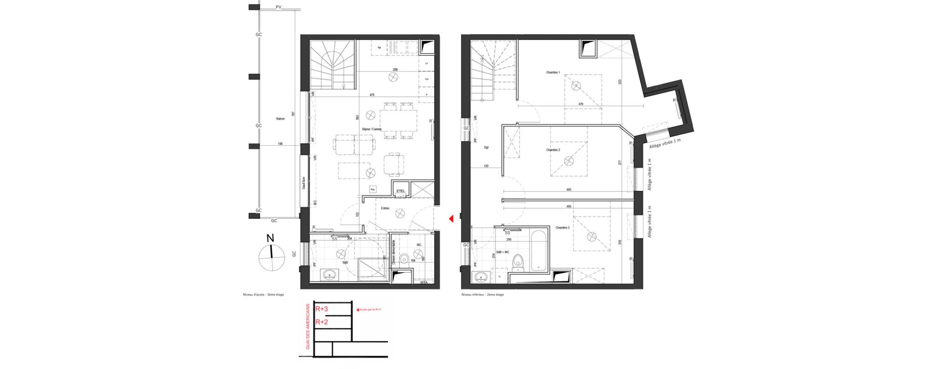 Souplex T4 de 93,06 m2 &agrave; Dunkerque Citadelle - victoire - grand large