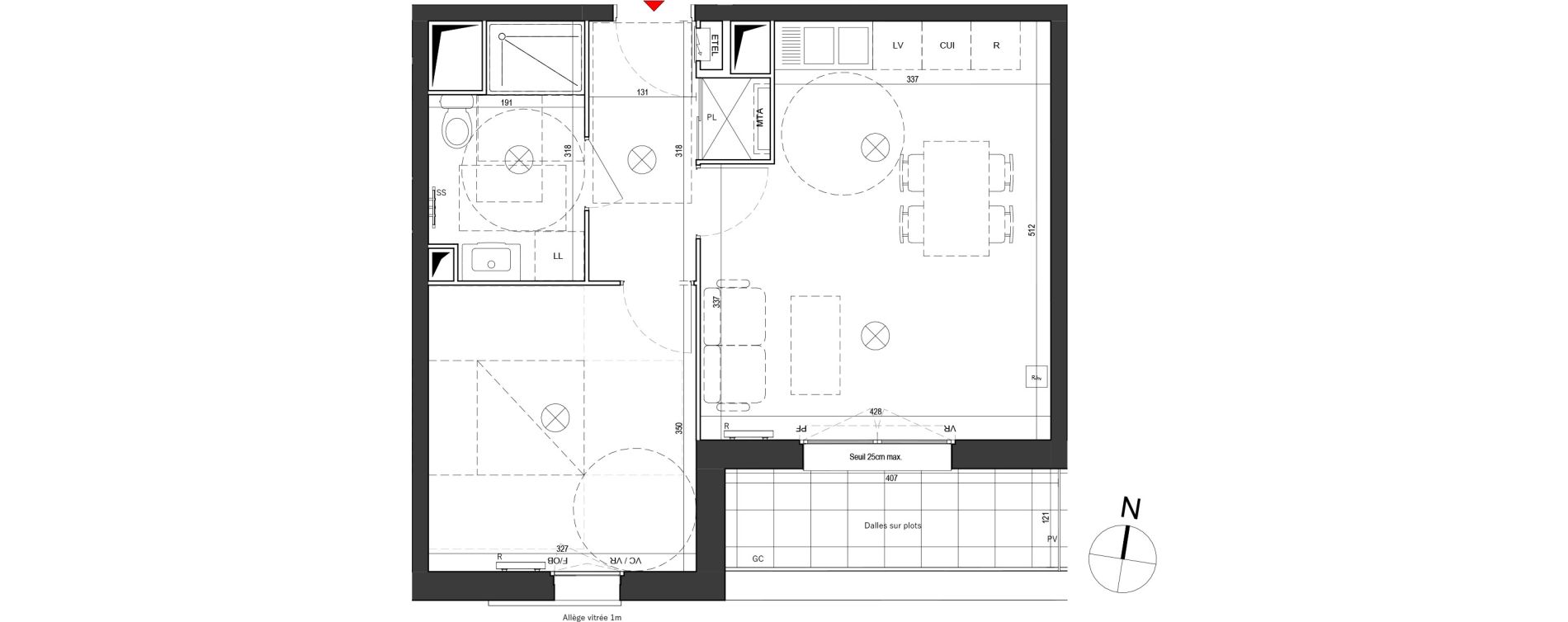 Appartement T2 de 42,06 m2 &agrave; Dunkerque Citadelle - victoire - grand large