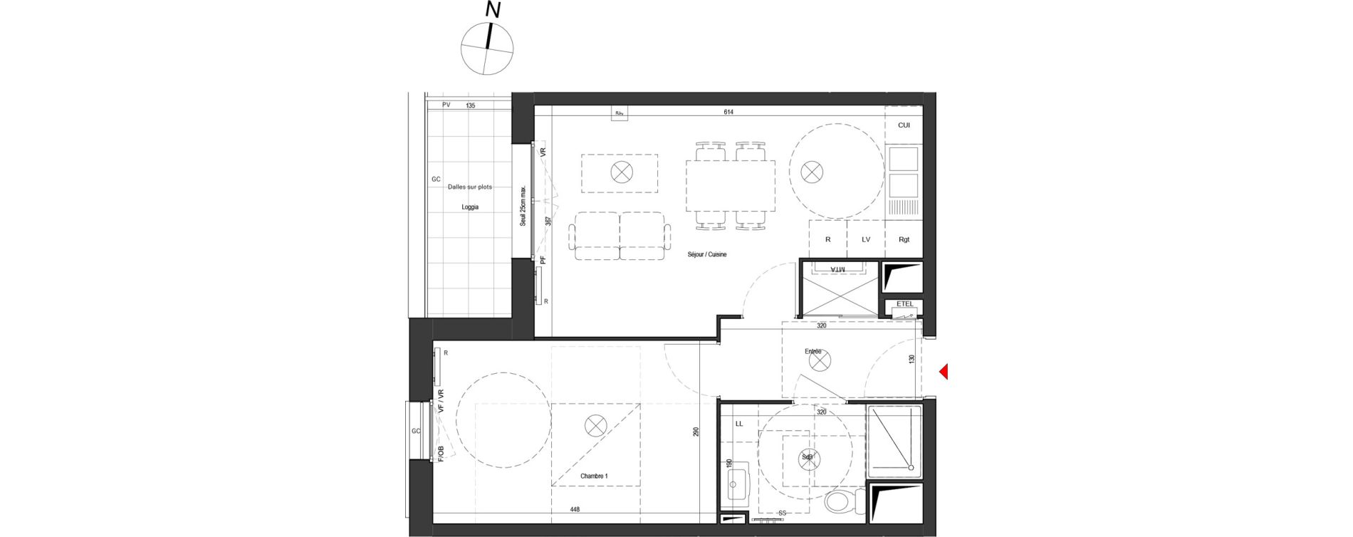 Appartement T2 de 43,20 m2 &agrave; Dunkerque Citadelle - victoire - grand large