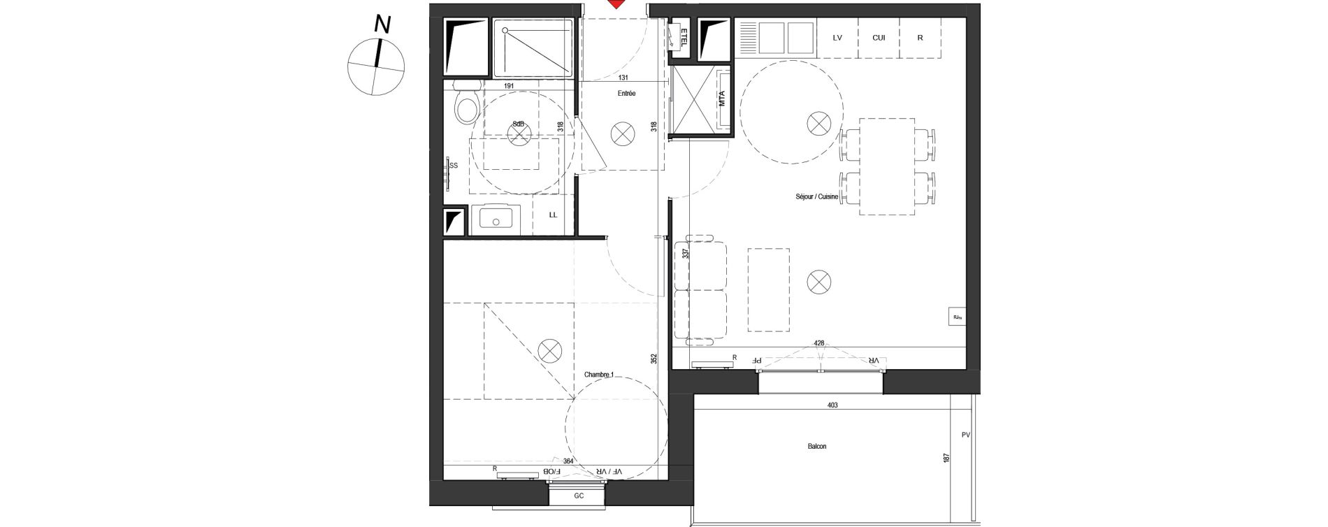 Appartement T2 de 42,06 m2 &agrave; Dunkerque Citadelle - victoire - grand large