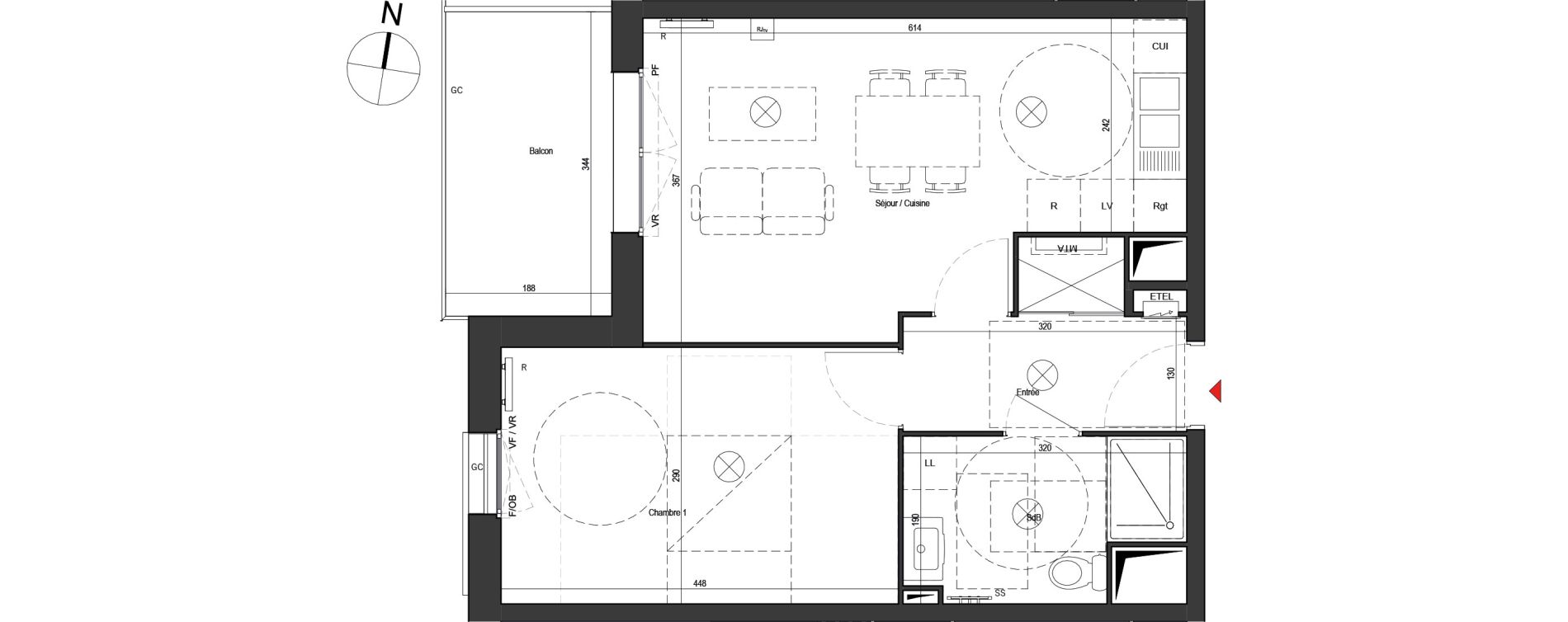 Appartement T2 de 43,20 m2 &agrave; Dunkerque Citadelle - victoire - grand large