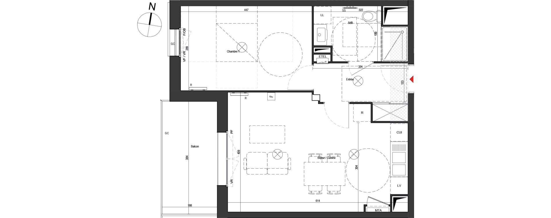 Appartement T2 de 45,47 m2 &agrave; Dunkerque Citadelle - victoire - grand large