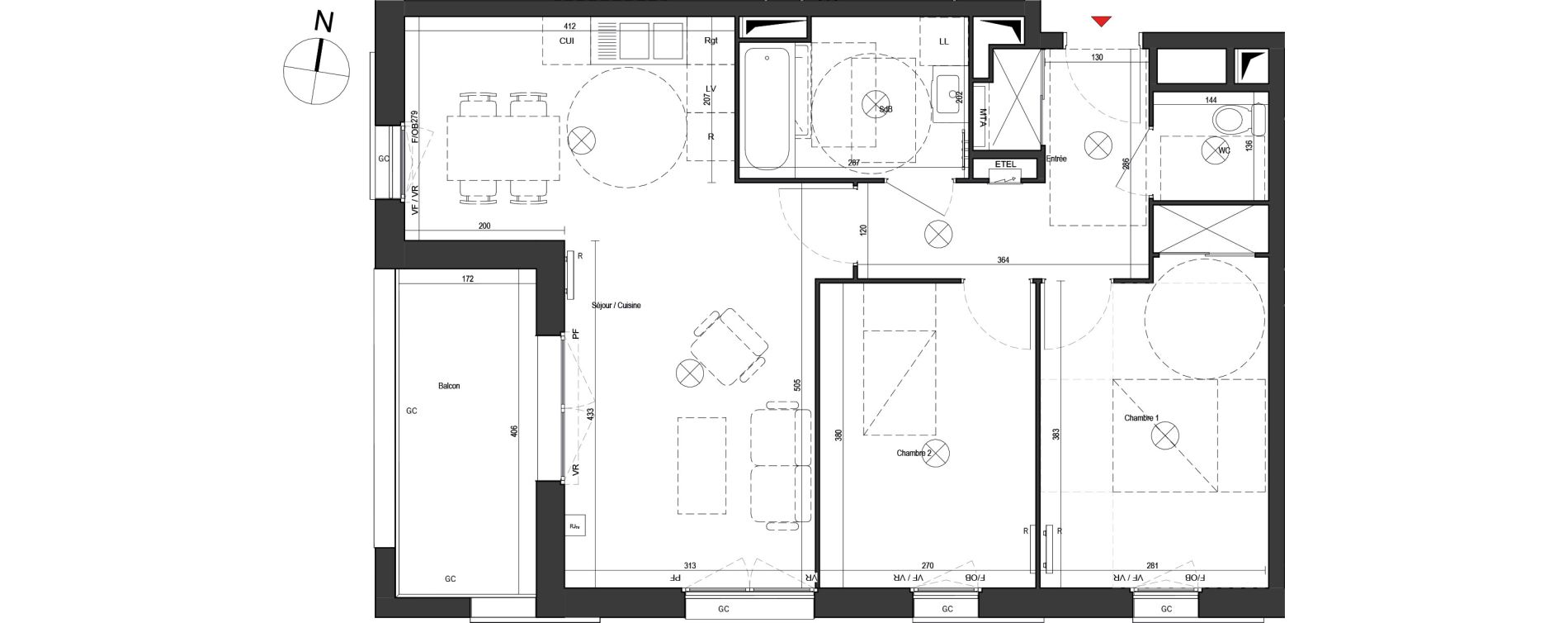 Appartement T3 de 63,96 m2 &agrave; Dunkerque Citadelle - victoire - grand large