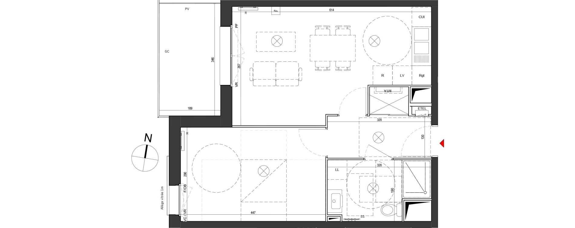 Appartement T2 de 43,19 m2 &agrave; Dunkerque Citadelle - victoire - grand large