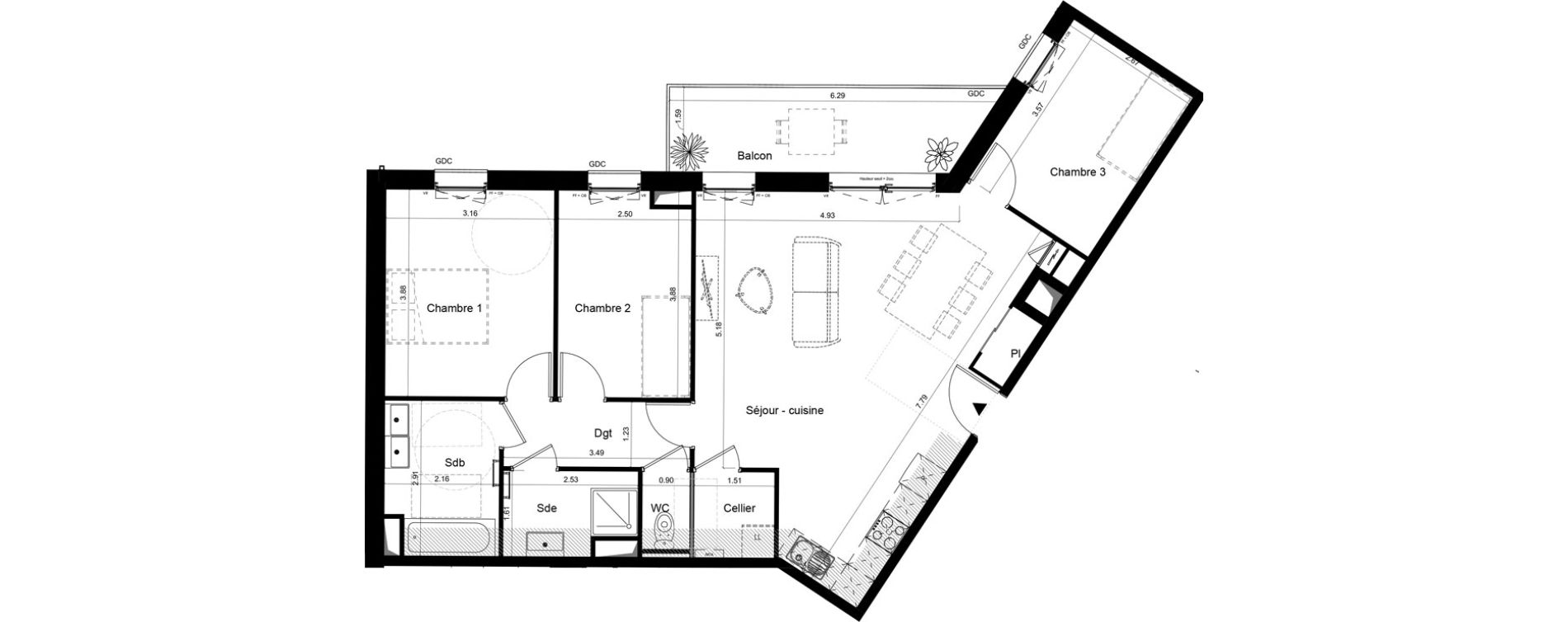 Appartement T4 de 84,90 m2 &agrave; Dunkerque Rosenda&euml;l