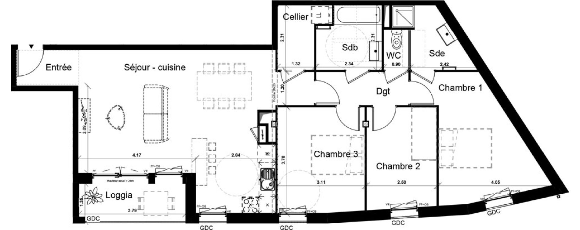 Appartement T4 de 91,20 m2 &agrave; Dunkerque Rosenda&euml;l