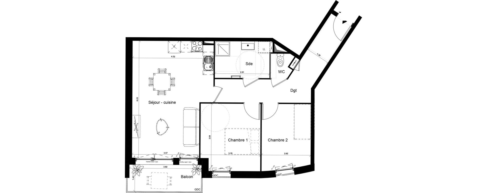 Appartement T3 de 63,30 m2 &agrave; Dunkerque Rosenda&euml;l