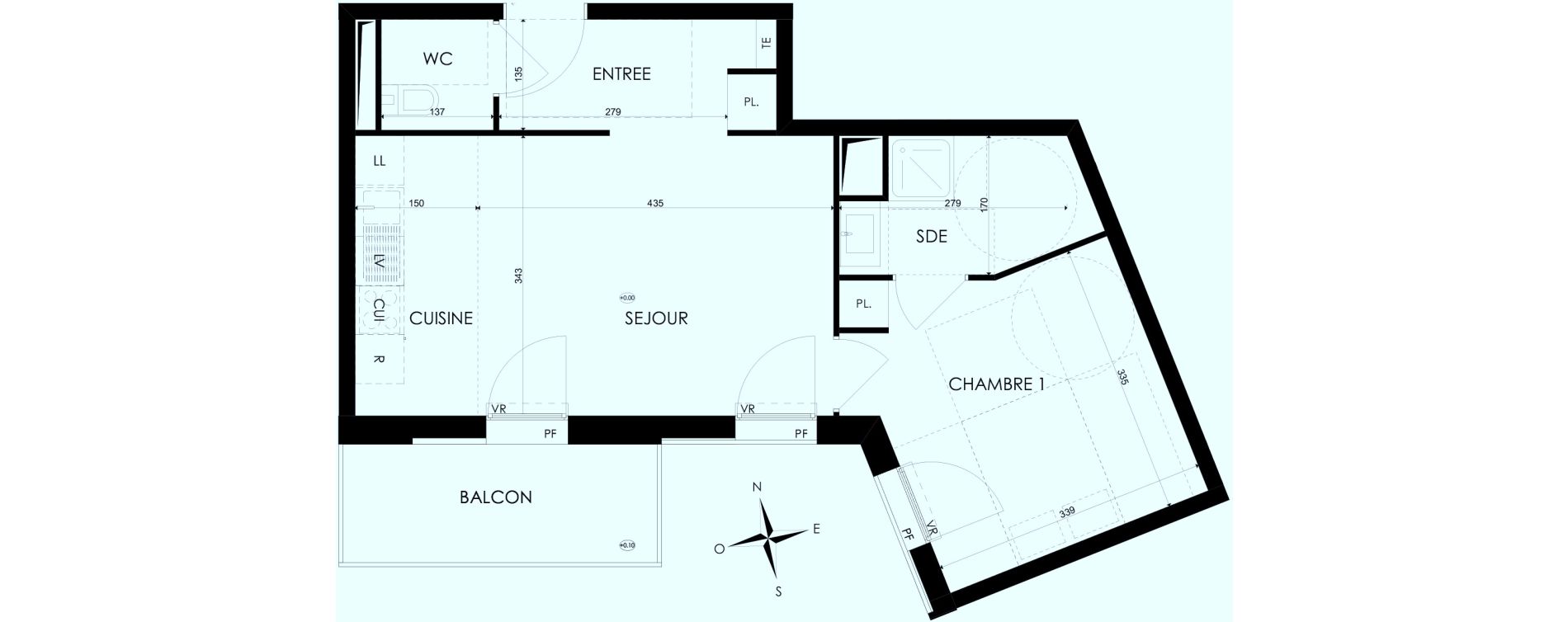 Appartement T2 de 43,30 m2 &agrave; Dunkerque Centre