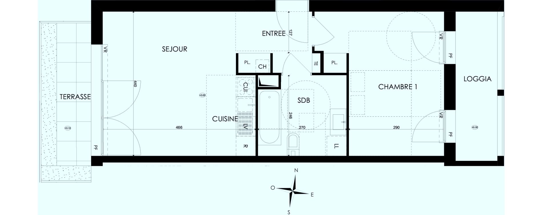 Appartement T2 de 45,88 m2 &agrave; Dunkerque Centre