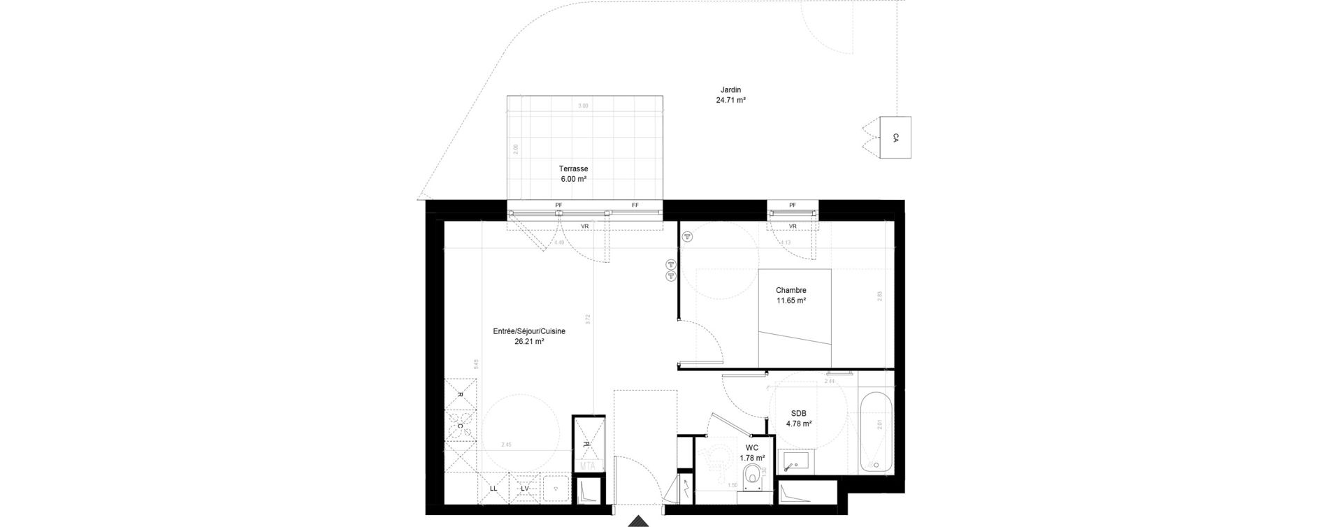 Appartement T2 de 44,42 m2 &agrave; Dunkerque La pointe des alli&eacute;s