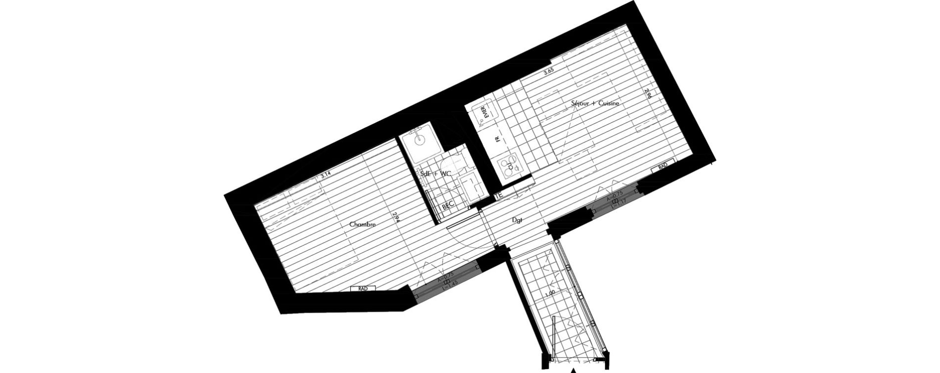 Appartement T1 bis de 24,60 m2 &agrave; Dunkerque Centre