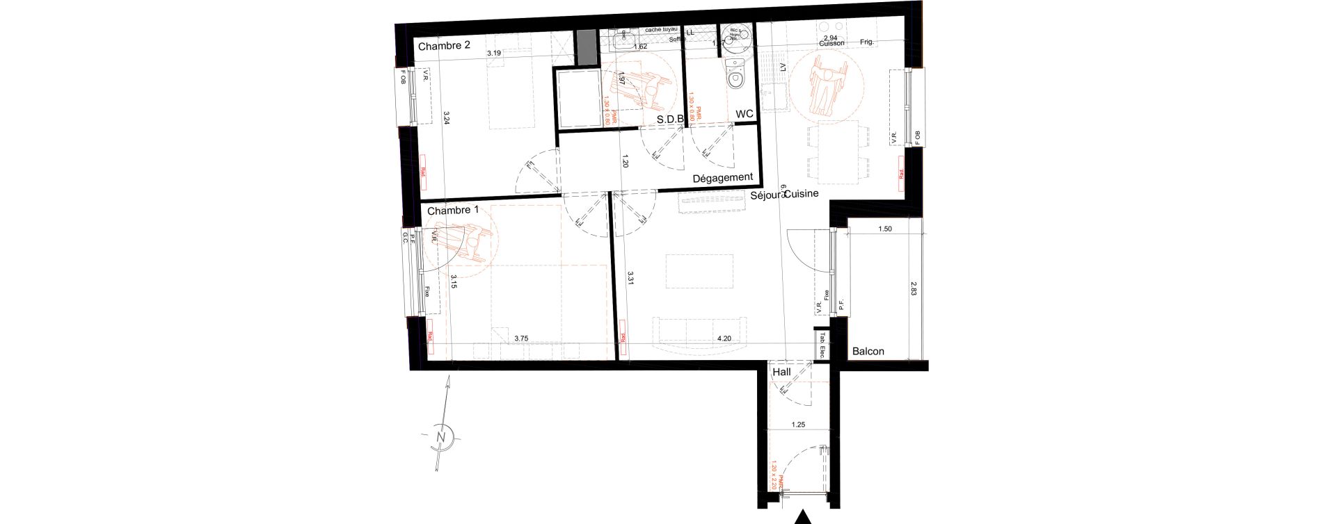 Appartement T3 de 60,80 m2 &agrave; Emmerin Centre