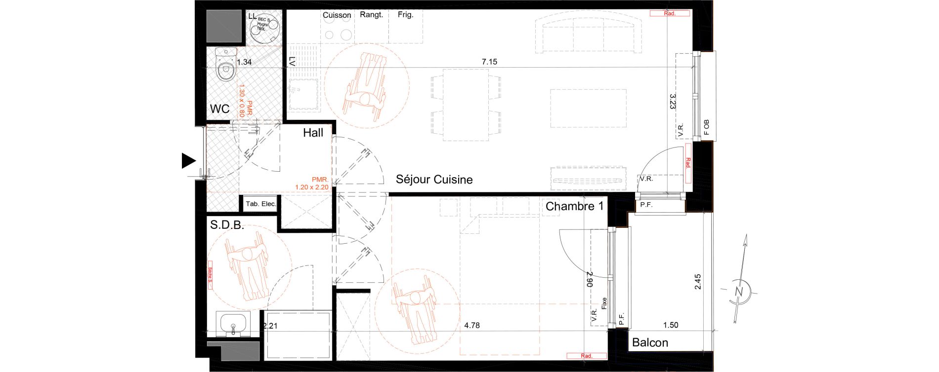 Appartement T2 de 46,58 m2 &agrave; Emmerin Centre