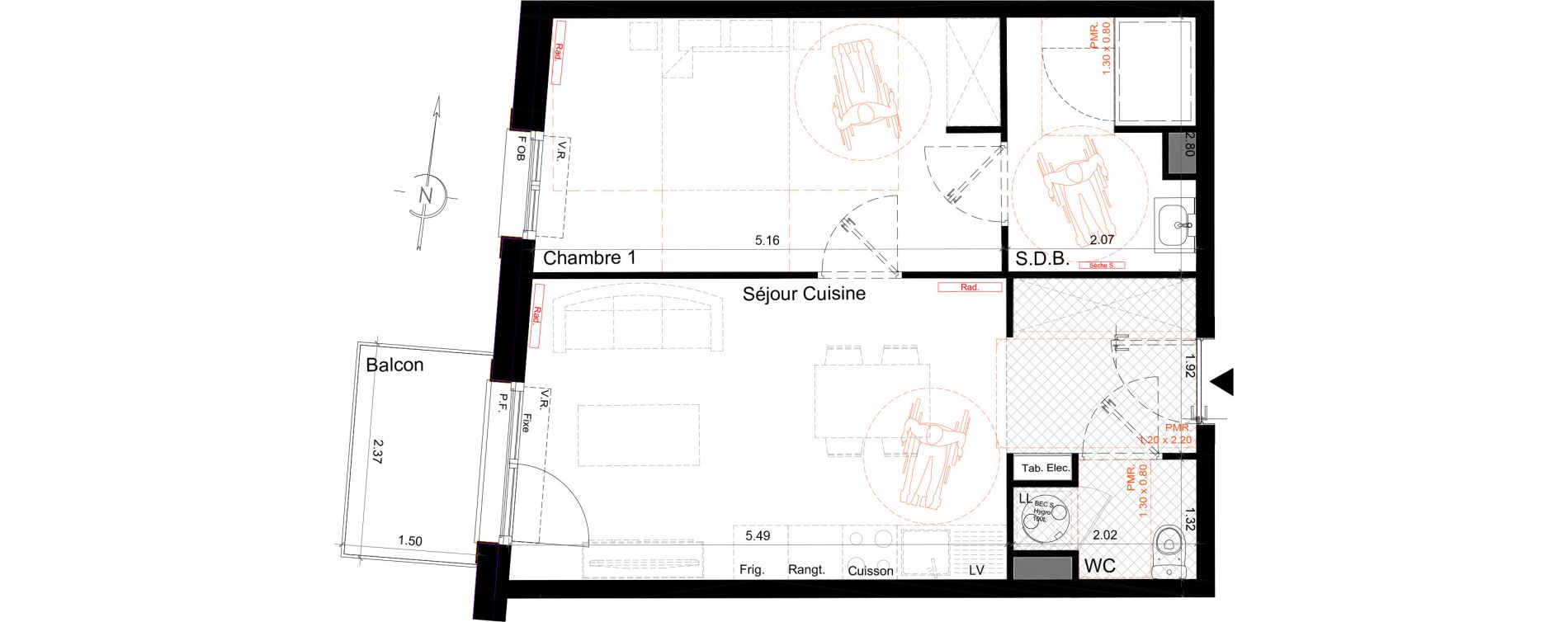 Appartement T2 de 43,85 m2 &agrave; Emmerin Centre