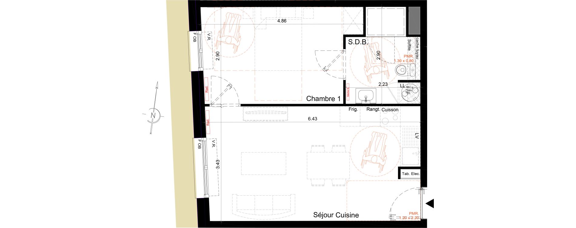 Appartement T2 de 40,05 m2 &agrave; Emmerin Centre