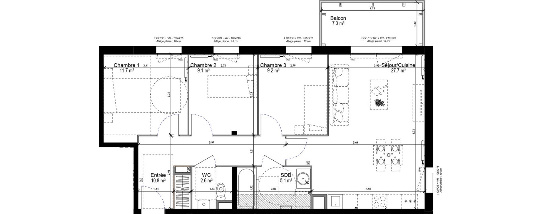 Appartement T4 de 76,20 m2 &agrave; Emmerin Centre