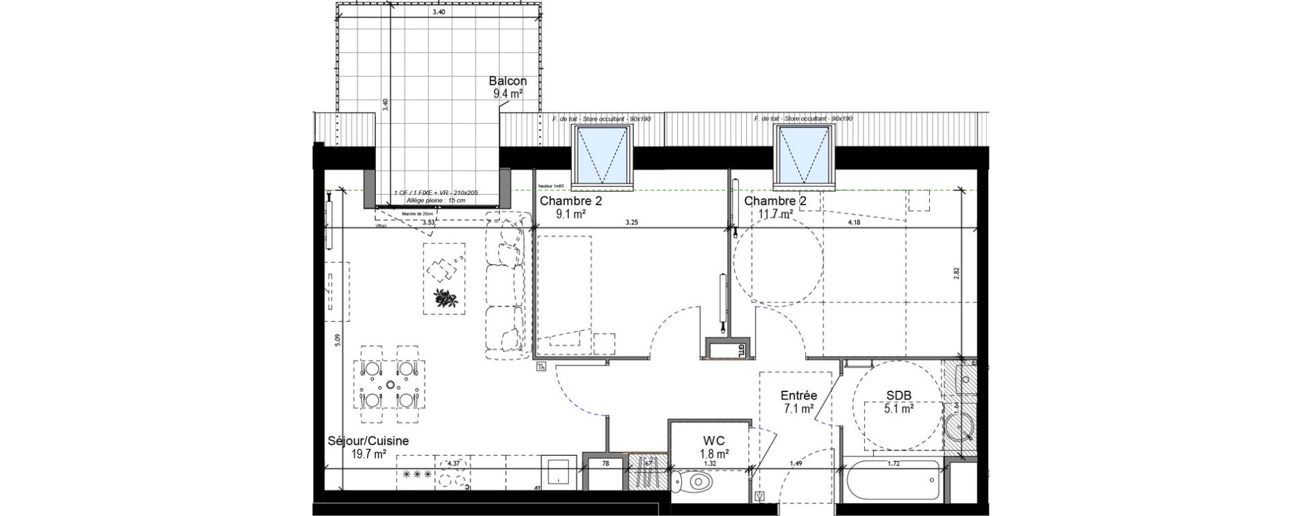 Appartement T3 de 54,50 m2 &agrave; Emmerin Centre