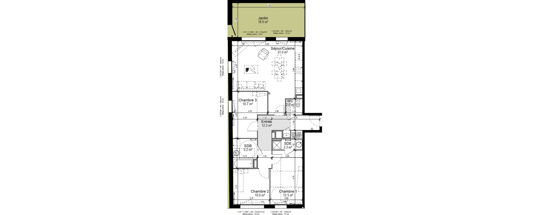 Appartement T4 de 86,60 m2 &agrave; Emmerin Centre