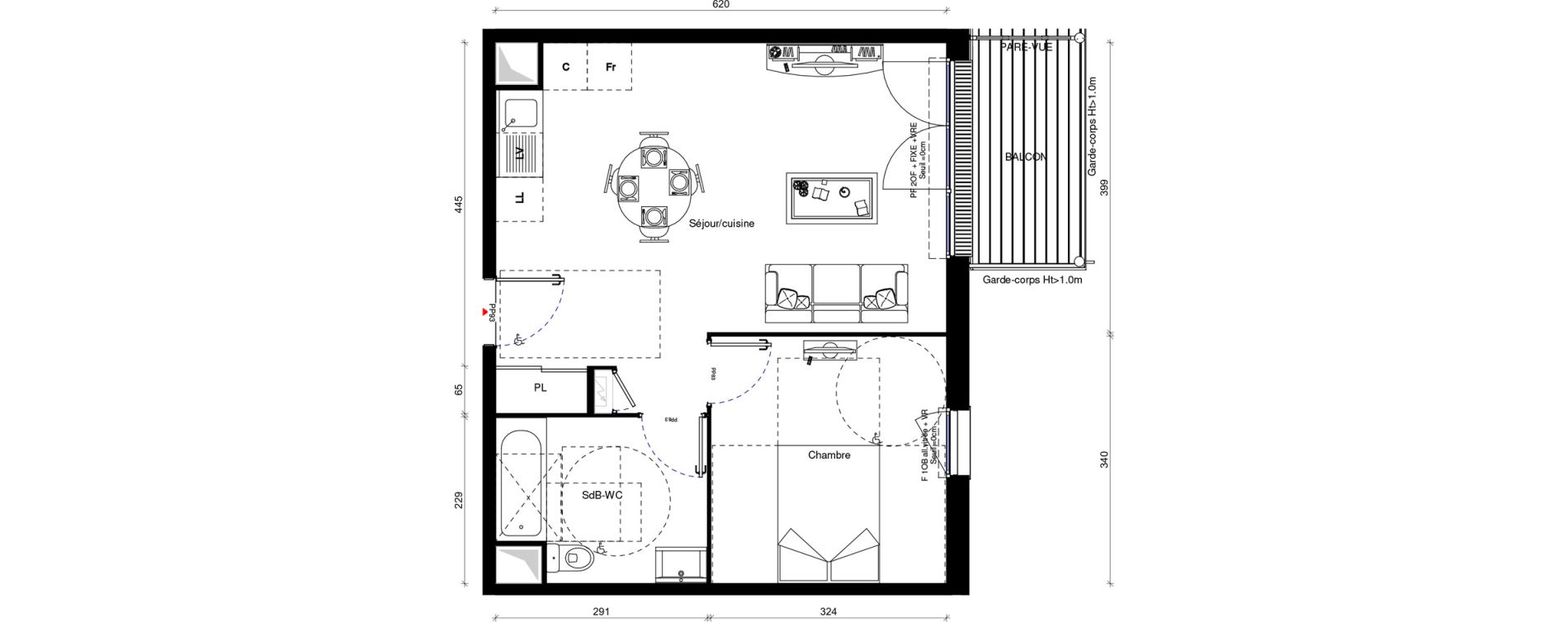 Appartement T2 de 44,60 m2 &agrave; Erquinghem-Lys Centre