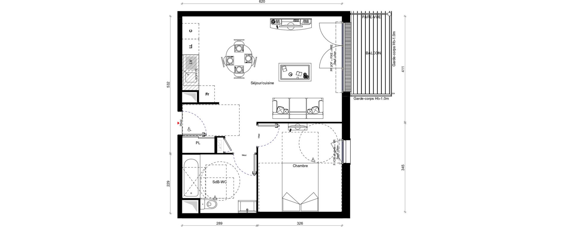 Appartement T2 de 45,70 m2 &agrave; Erquinghem-Lys Centre