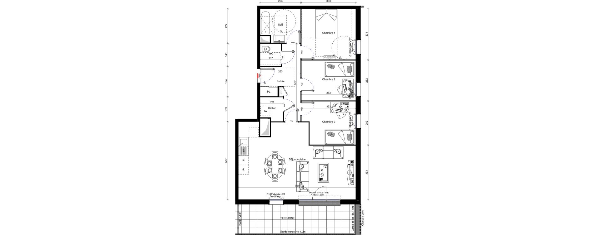 Appartement T4 de 81,20 m2 &agrave; Erquinghem-Lys Centre