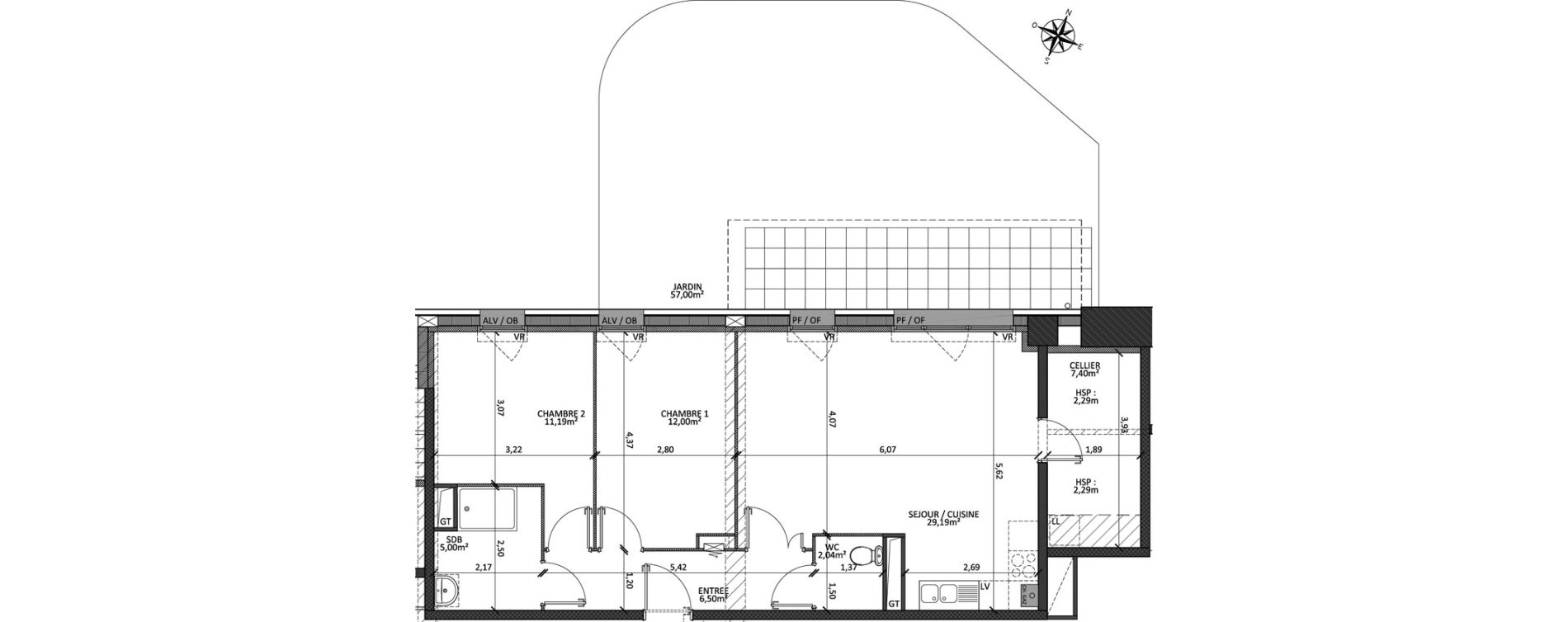 Appartement T3 de 73,32 m2 &agrave; Faches-Thumesnil Centre