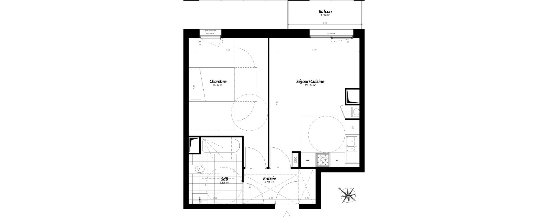 Appartement T2 de 43,37 m2 &agrave; Faches-Thumesnil Centre