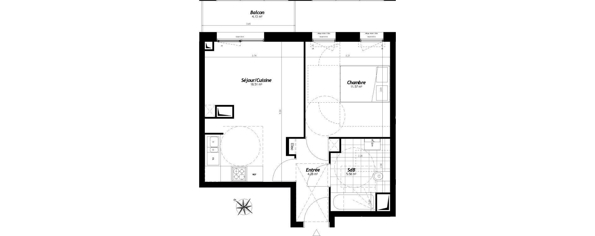 Appartement T2 de 39,94 m2 &agrave; Faches-Thumesnil Centre