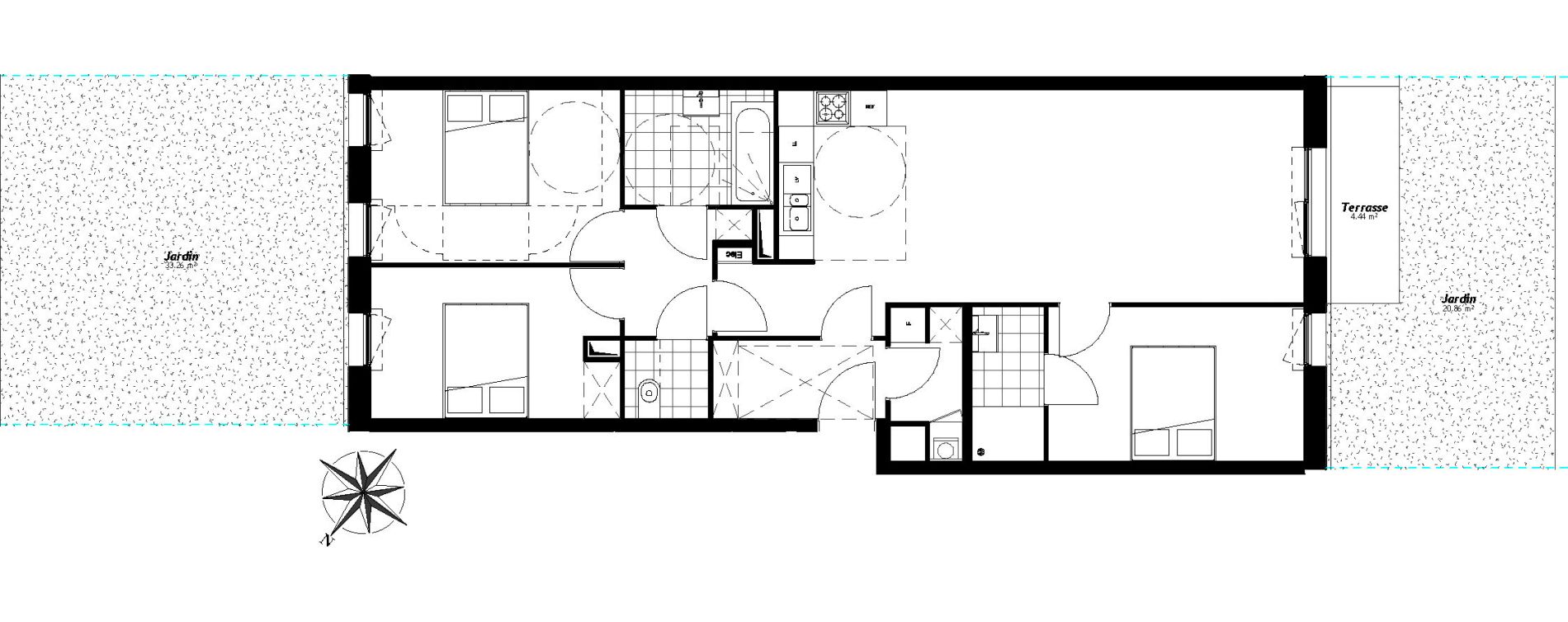 Appartement T4 de 84,27 m2 &agrave; Faches-Thumesnil Centre