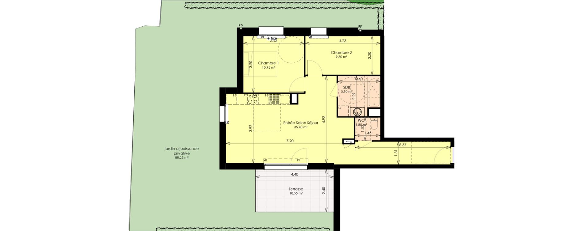 Appartement T3 de 62,60 m2 &agrave; Faches-Thumesnil Centre