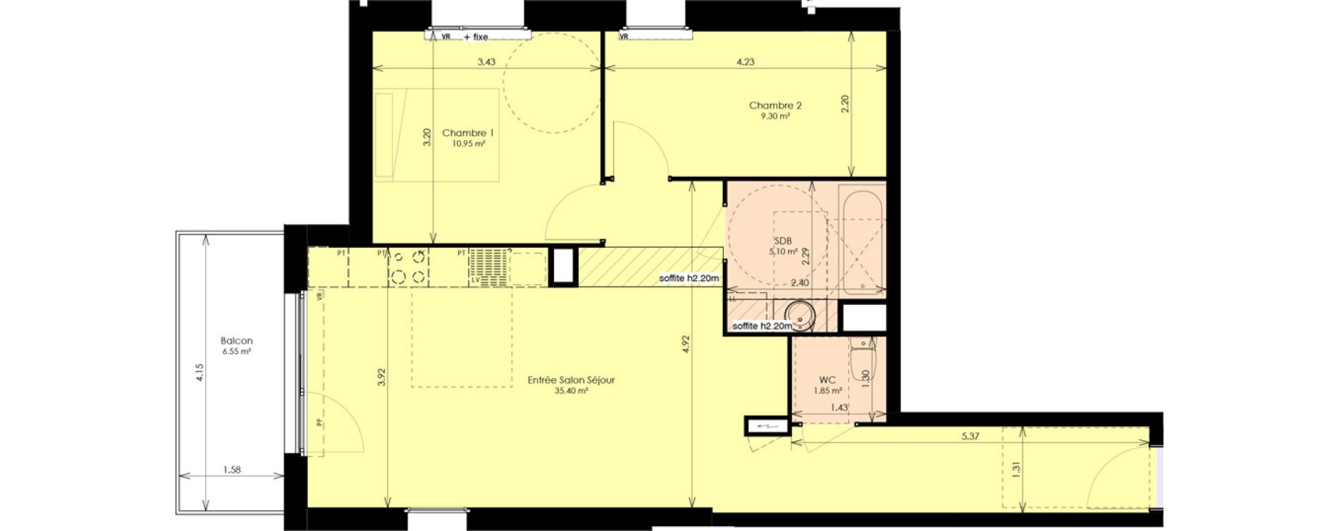 Appartement T3 de 62,60 m2 &agrave; Faches-Thumesnil Centre