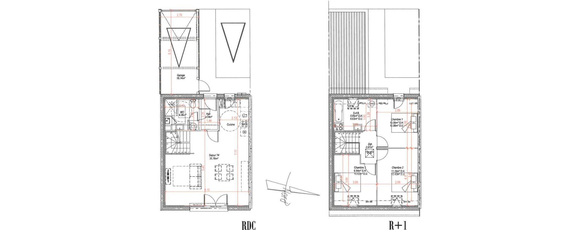 Maison T4 de 82,86 m2 &agrave; Flines-Lez-Raches Centre