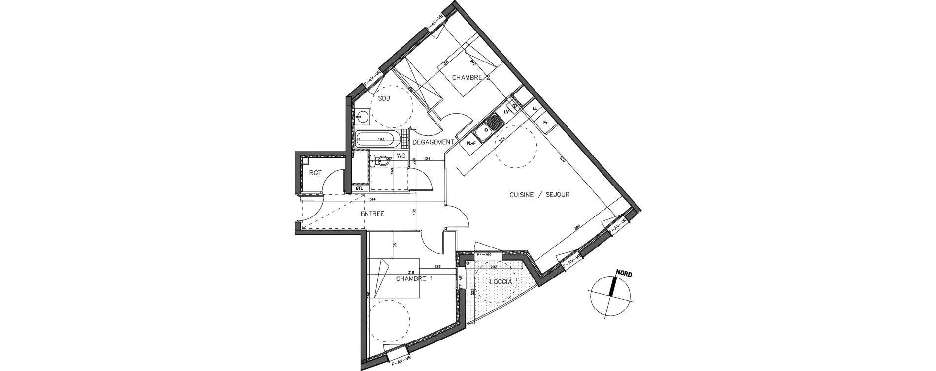 Appartement T3 de 68,13 m2 &agrave; Hallennes-Lez-Haubourdin Centre
