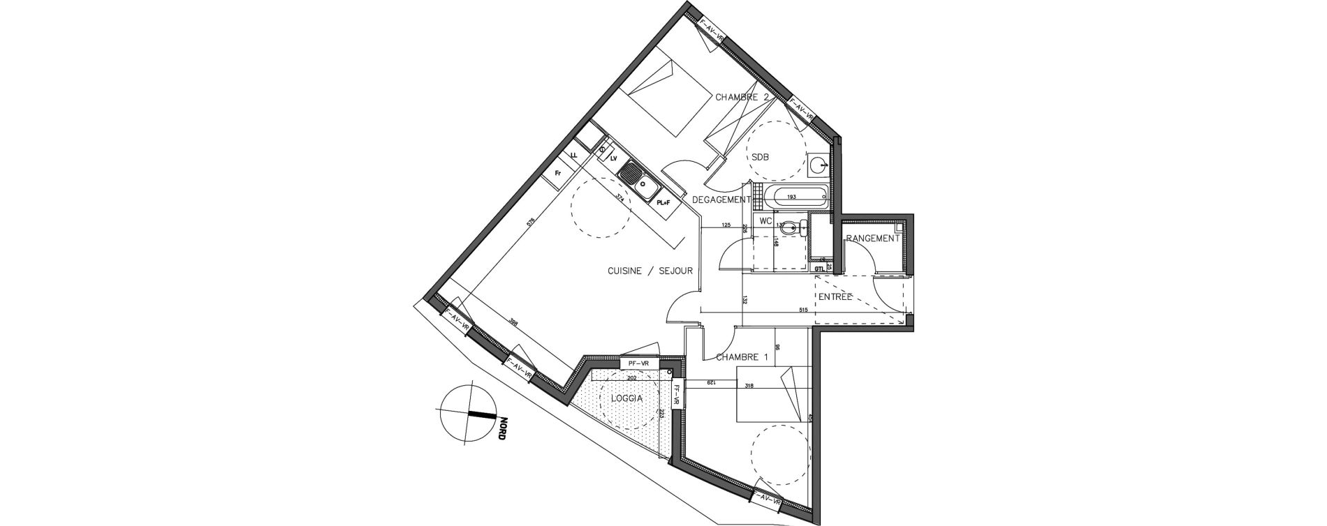 Appartement T3 de 68,18 m2 &agrave; Hallennes-Lez-Haubourdin Centre