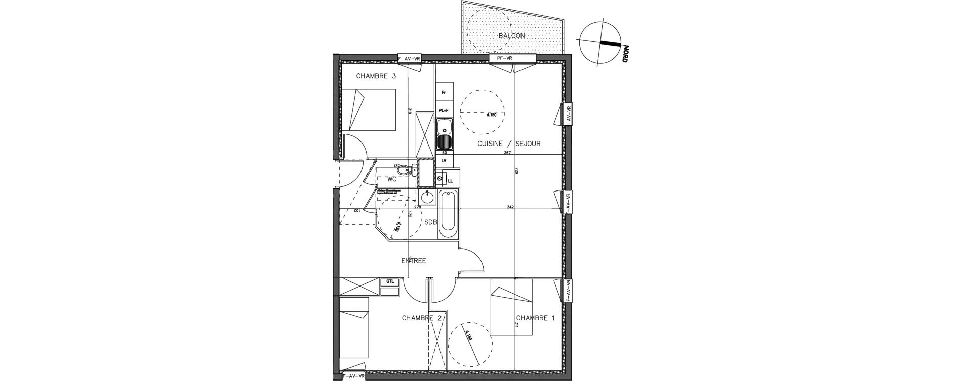 Appartement T4 de 75,77 m2 &agrave; Hallennes-Lez-Haubourdin Centre